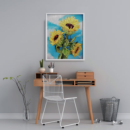 Printable Sunflower Wall Art – Watercolor and Ink Botanical Art