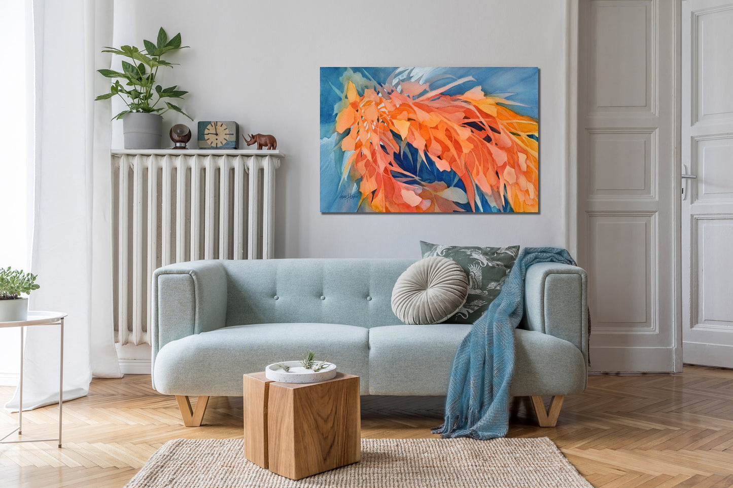 Vibrant Abstract Painting Digital Print Colorful Wall Art Orange Blue Floral Abstract Nature Printable Wall Art Instantly