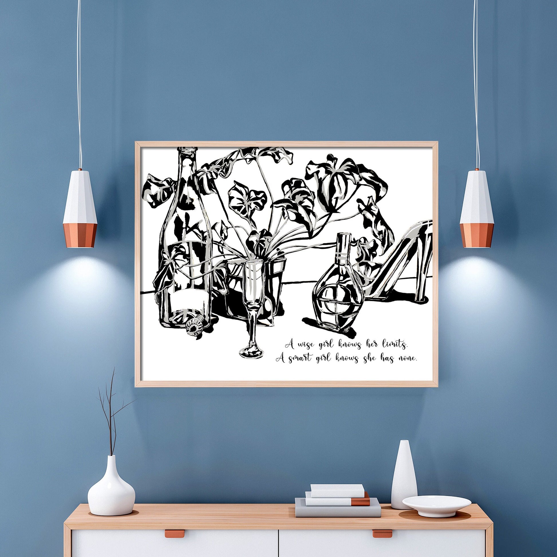 Monochrome wall art with motivational quote for modern spaces
