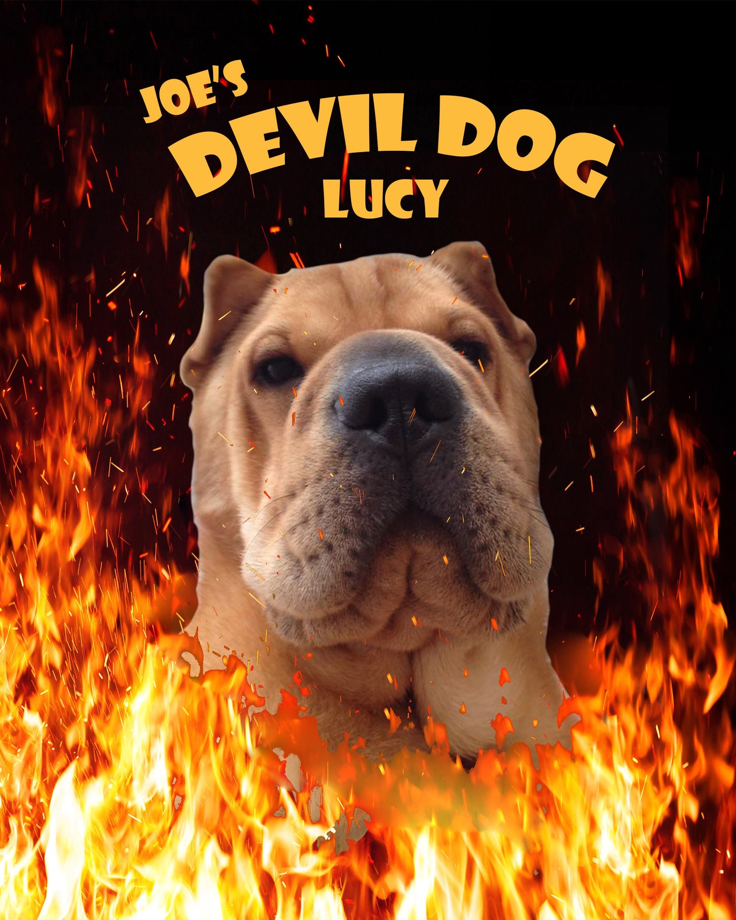 Funny Custom Pet Portrait, Personalized Devil Dog Art, Pet Memorial Gift, Instant Printable Wall Art, Custom Dog or Cat Poster Art Instantly