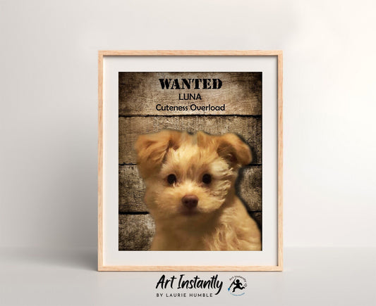 Custom Pet Portrait Poster, Personalized Pet Memorial Wall Art, Funny Pet Decor, Instant Dog or Cat Art, Printable Gift for Pet Lovers
