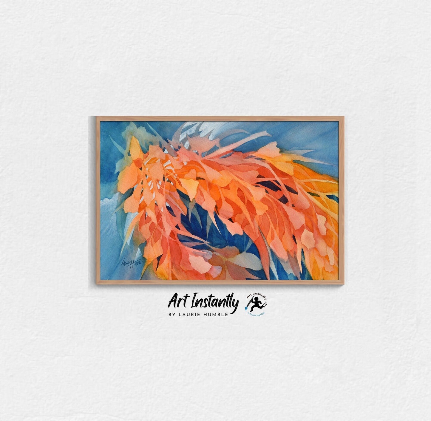 Vibrant Abstract Painting Digital Print Colorful Wall Art Orange Blue Floral Abstract Nature Printable Wall Art Instantly