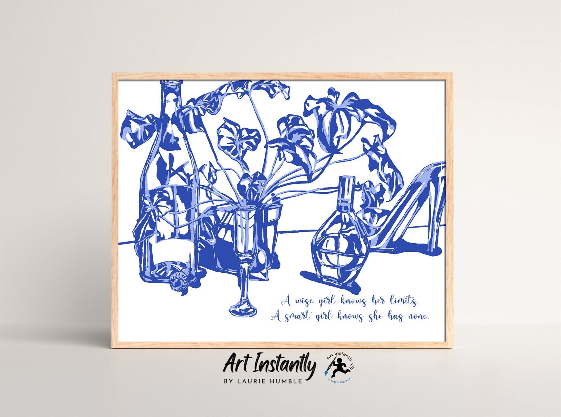 "Sophisticated blue wall art with inspirational quote for professional decor"
