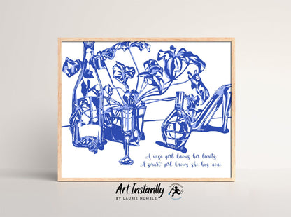 "Sophisticated blue wall art with inspirational quote for professional decor"

