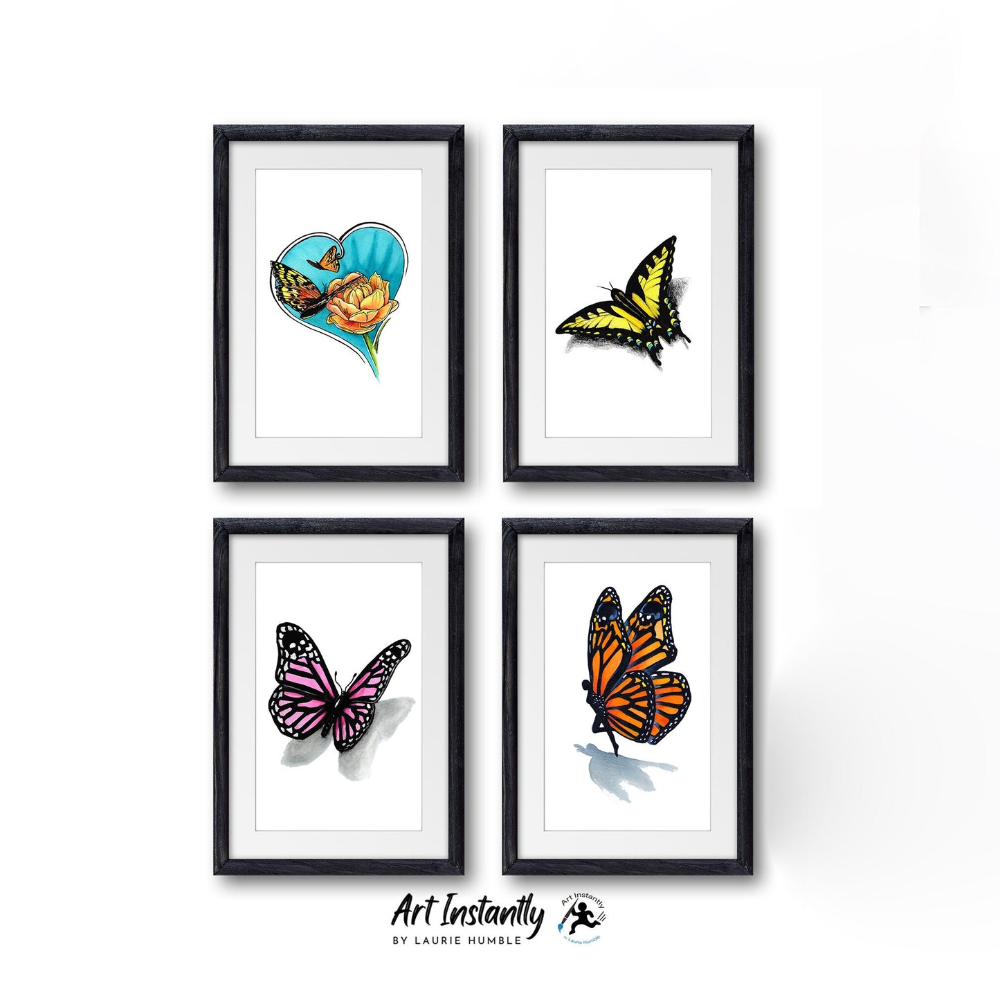 Set of 4 Butterfly Digital Prints