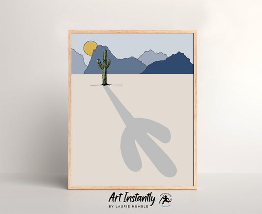 Minimalist Cactus Print in Indigo