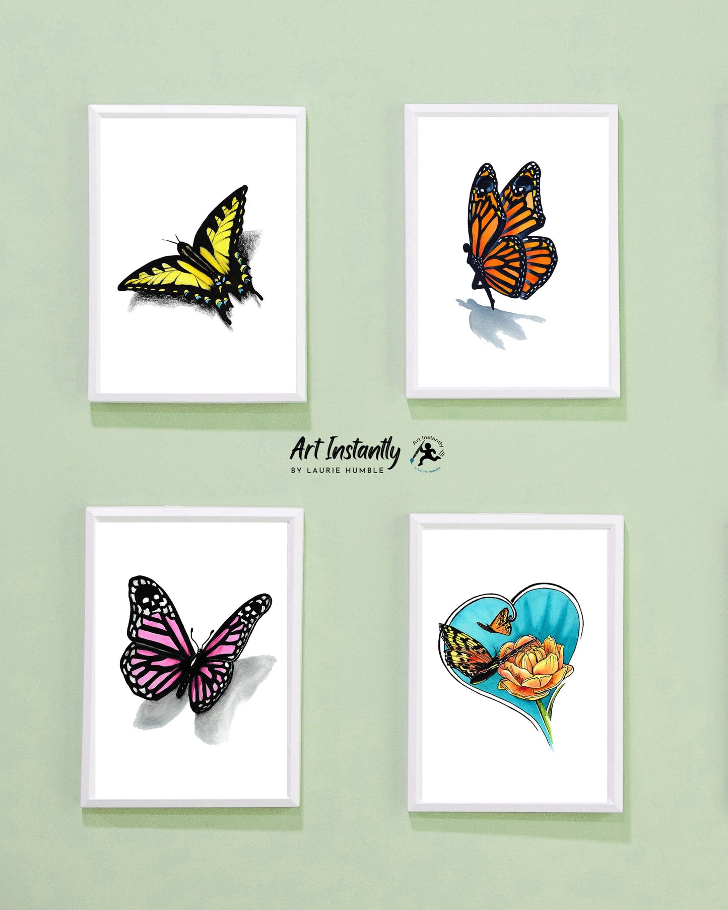 Set of 4 Butterfly Digital Prints