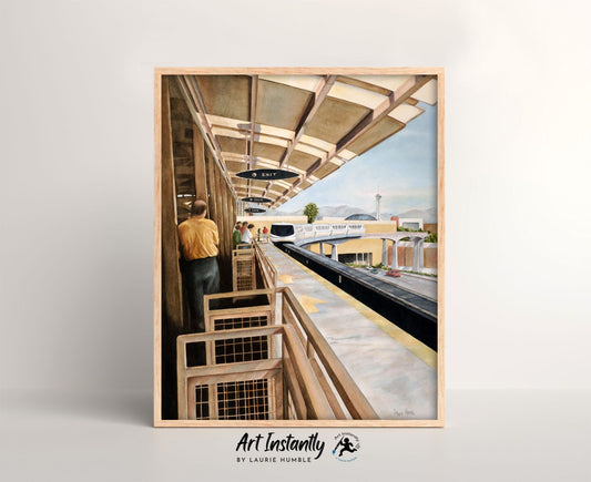 Las Vegas Monorail Art | Modern City Wall Art | Urban Architecture Print | MGM Vegas Print | Digital Download Art | Printable Art Instantly