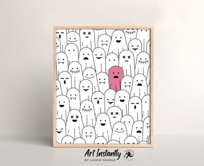 Pink Ghost Minimalist Halloween Poster Digital Print Trendy Halloween Decor Cute Ghost Pink Halloween Ghosts Printable Wall Art Instantly