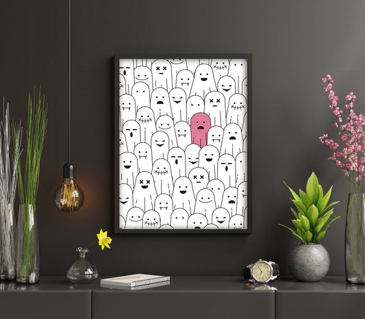 Pink Ghost Minimalist Halloween Poster Digital Print Trendy Halloween Decor Cute Ghost Pink Halloween Ghosts Printable Wall Art Instantly