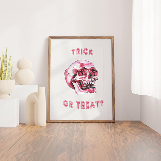 Pink Skull Halloween Poster – Printable Wall Art