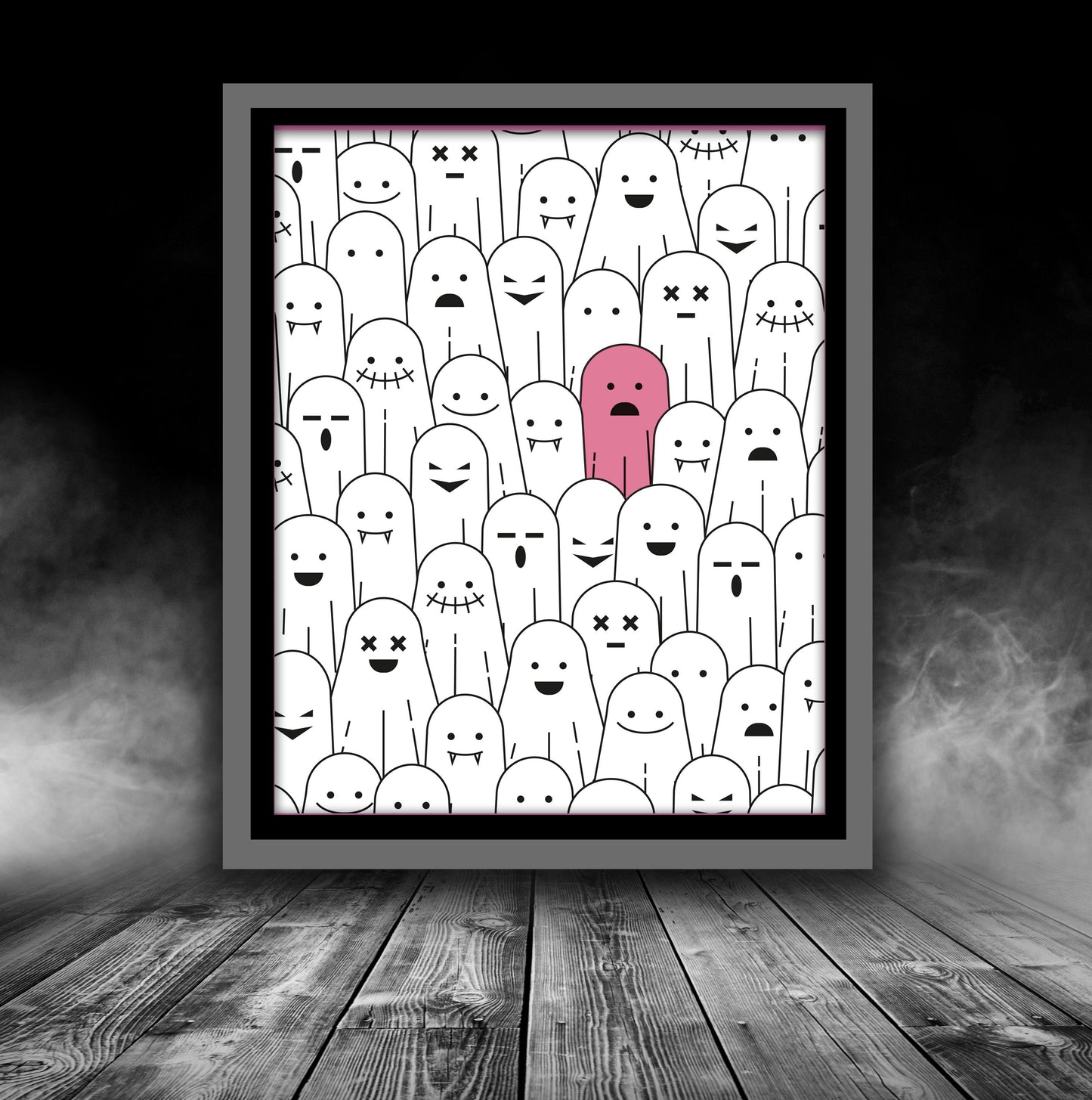 Pink Ghost Minimalist Halloween Poster Digital Print Trendy Halloween Decor Cute Ghost Pink Halloween Ghosts Printable Wall Art Instantly