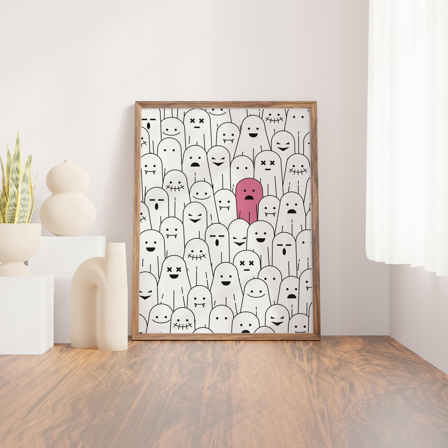 Pink Ghost Minimalist Halloween Poster Digital Print Trendy Halloween Decor Cute Ghost Pink Halloween Ghosts Printable Wall Art Instantly