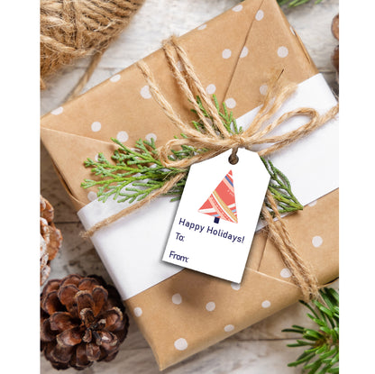 Modern Navy & Pink Holiday Tree Gift Tags